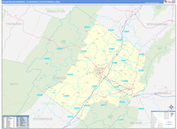 Staunton-Waynesboro Metro Area Wall Map Basic Style 2024